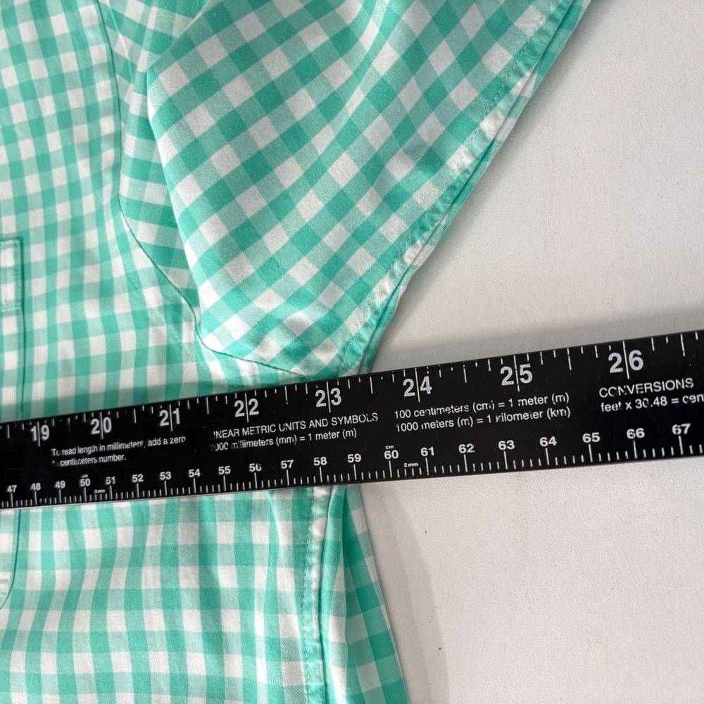 Vineyard Vines Mens Slim Fit Tucker Shirt Green White Gingham Button Down Large - Picture 3 of 7